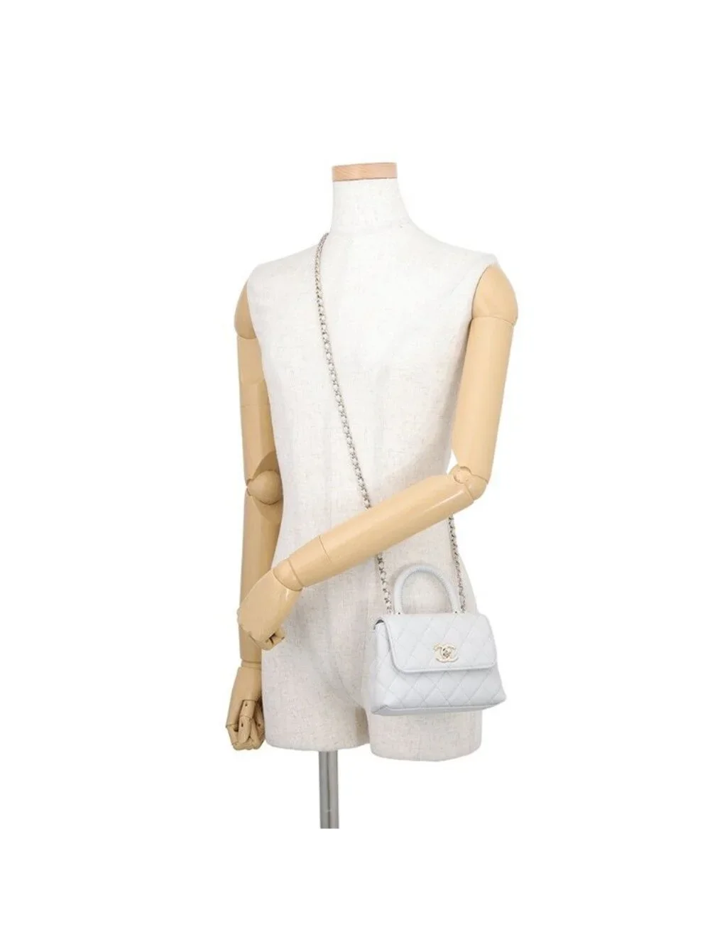 Chanel Handbag Quilted Coco Handle Mini Caviar Leather 2-Way Chain